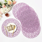 IcosaMro Round Woven Placemats Set of 12 for Dining Table, 15 Inches Paper Boho Decorative Circle Place Mats for Wedding Christmas Thanksgiving Day Holiday Dinner (Lavender) - Image 5