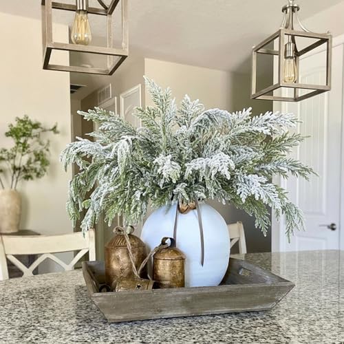 Wavwavw 12 Pcs Christmas Snowy Norfolk Pine Branches 18 Inch - Image 5