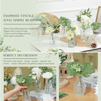 FoldTier 108 Pcs Artificial Flowers in Vase 96 Pcs Faux Greenery Stem Table Centerpiece Fake Plants Silk Roses Arrangement 12 Pcs Glass Vase Sets for Wedding Bathroom Home Dining Decor(Clear) - Image 5