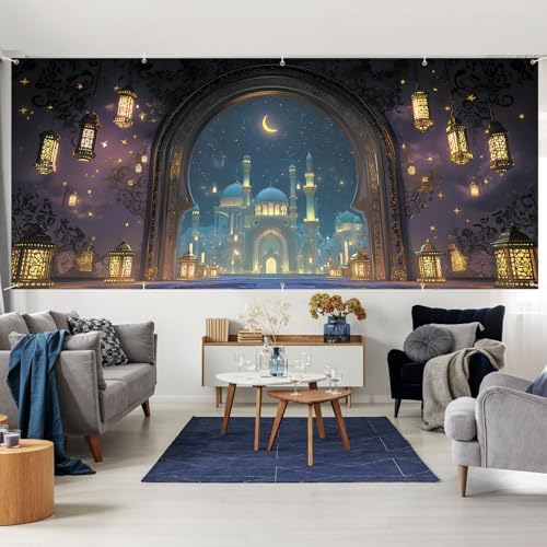 7 * 16FT Ramadan Garage Door Cover Decorations Ramadan Garage Door Banner for Outdoor Indoor Summer Party Photography Backdrop - Image 6