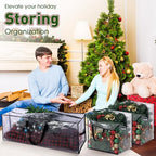 Simgoing 5 Pack Christmas Storage Bags, 7.5 Ft Christmas Tree Large Bag and 4 Garland Wreath Containers Packing Tote Moving Bags with Handle Zipper Heavy Duty for Artificial Xmas Tree Wreath Garland - Image 2