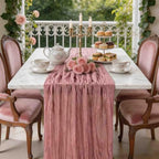 12 Pack Dusty Rose Table Runner, 35x120 Inch Pink Cheesecloth Table Runner with Wrinkle 10ft Long Boho Rustic Gauze Sheer Cheese Cloth for Wedding Party Bridal Baby Shower Table Decor - Image 4
