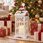 Santa on Chimney Christmas Lantern, LED Flickering Candle Light, Christmas Decorations for Home, Resin & Metal Frame, Battery Operated (Batteries Not Included), Indoor Outdoor Decor by DECORKEY