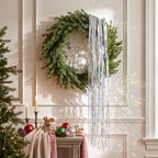 Norme 24 Inch Christmas Pine Wreath for Front Door,Silver Tinsel Tassel by Norme