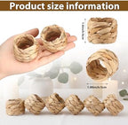 100 Pcs Woven Rattan Napkin Rings Bulk, Water Hyacinth Napkin Rings - Image 2
