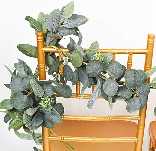 DearHouse 6.2 Feet Eucalyptus Garland Artificial Silk Eucalyptus Leaves Vines Handmade Garland Greenery Wedding Home Backdrop Arch Wall Decor - Image 6
