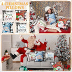 GlikCeil Set of 16 Winter Pillow Covers 18 x 18 Inch Holiday Gnome Throw Pillow Covers Winter Christmas Seasonal Pillowcases Decorative Cushion Pillowcases for Farmhouse Home Couch Sofa Decor - Image 5