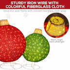 Hykolity 2 Pack 30" & 24" Pop-Up Iron Christmas Ornament Set, 230 Warm White LEDs with UL Transformer, 8 Light Functions & 18H Timer, Red & Green - Image 5