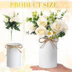 Domensi 12 Sets Wedding Centerpiece for Table Decoration Artificial Fake Rose Flowers with Metal Vase, Faux Silk Rose Bouquet Floral Arrangements for Bridal Shower Home Dining Party (White) - Image 5