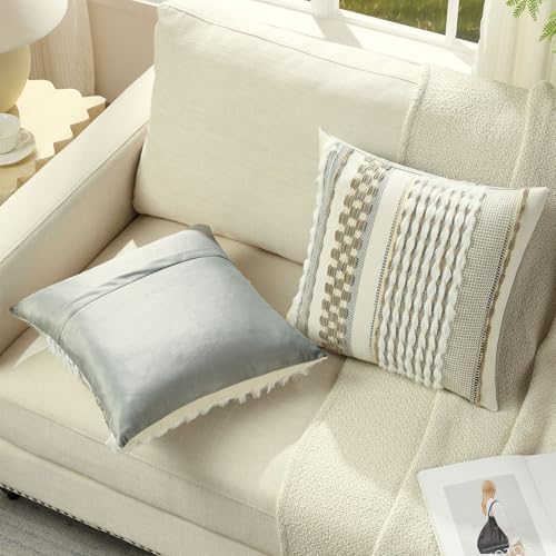 FUTEI 2 Pack Tufted Throw Pillow Covers Covers 50x50 cm,Grey+Brown - Image 4