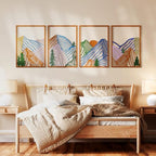 Glamativity 4 Pcs Colorful And Black Double-Sided Abstract Mountain Metal Wall Art , Mountain Line Art Décor, 3D Textured Minimalist Wall Decor, Rustic Nature Wall Décor for Living Room Bedroom Study (Mountain, M Size 17 x 12'') - Image 3