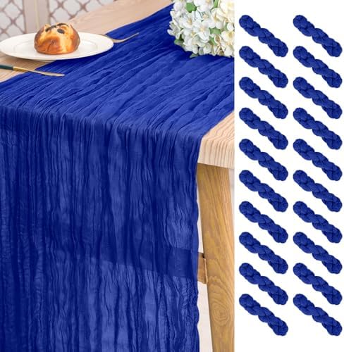 20 Pack Royal Blue Cheesecloth Table Runner Long,21.5 x 120 Inch by EnjoyYourLifeEveryDay