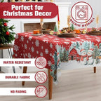 Rectangle Christmas Tablecloth 60x102 Inch, Farmhouse Red Snowman Snowflake Christmas Table Cloth, Polyester Waterproof Wrinkle Resistant Xmas Tables Cover for Holidays Kitchen Dinning Home Decor - Image 6
