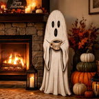 37.4 Inch Halloween Front Porch Decor, Coffee Ghost Wooden Porch Sign - Image 4