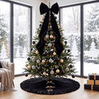 Black Christmas Topper Bow 16x40 Tree Skirt 48" Decoration Set - Image 4