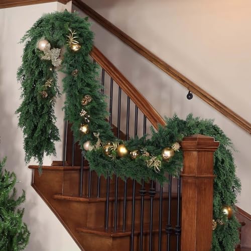 Hananona 9 FT Christmas Garland, Real Touch Cedar Garlands, 1 Pcs - Image 6