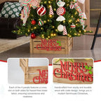 Glitzhome 24" L Wooden Tree Collar, Christmas Tree Base Cover, Farmhouse Merry Christmas Crate Collar Decorative Christmas Tree Skirt Collar Christmas Tree Collar for 7.5ft Tree - Image 4