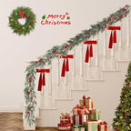 6FT Christmas Garland with Lights, Christmas Decor Pre-lit Artificial Pine Garland with Battery Operated Timer, Decorations Indoor Outdoor Home Holiday Flocked Garland for Mantel Window Stairs Wall - Image 4