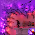 9Ft Lighted Halloween Garland Decorations Indoor, 66 LED Orange & Purple Lights Willow Vine Twig Black Halloween Garland with 8 Mode & Timer, Battery Operated Halloween Decor for Mantel Fireplace Home by Envotek
