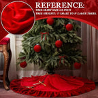Velvet Christmas Tree Skirt, 48 Inches, Bow Style, Bright Red - Image 5