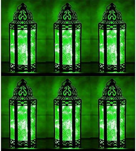 Vela Lanterns Decorative Indoor Fairy Light Candle Holder, Green, M, 6-Pack by VelaCandleLanterns