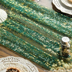 Artoid Mode Green Gold Gauze Table Runner 120 Inch 10Pcs, Glitter Metallic Foil Sheer Dining Wedding Anniversary Holiday Table Decor for Home Party - Image 5