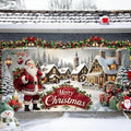 Santa's Christmas Town Banner 16x7 Ft - Jolly Santa with Village Scene and Merry Christmas for Double Car Garage Display by THISFIND