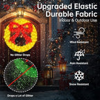 36 Inch Pre-lit Outdoor Christmas Wreath with Bow, Red Bow - Gold Wreath - Image 3