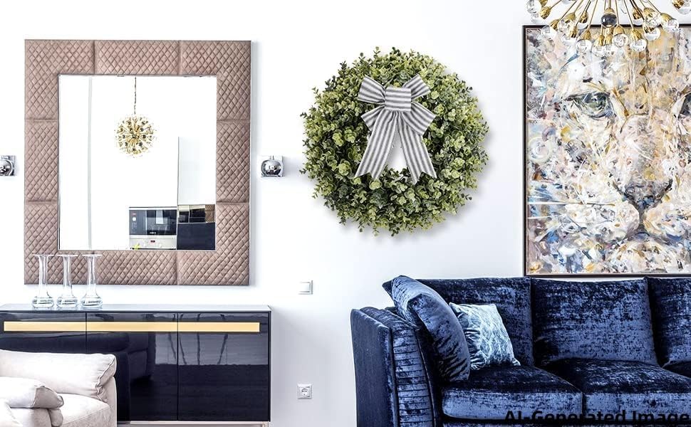 Pansu Boxwood Wreath, Artificial Green Wreath 18 Inch - Image 6