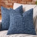AmHoo Pack of 2 Chenille Textured Throw Pillow Cover, 500GSM Boho Farmhouse Decorative Couch Pillow Covers for Modern Home Decor Bed Sofa Living Room 18 x 18-Inch Dark Blue by AmHootextile