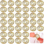 Hicarer 50 Pcs Gold Mesh Napkin Rings Round Metal Napkin Rings Holder Handmade Stainless Steel Napkin Holder for Cloth Napkins for Kitchen Dinning Table Wedding Parties Everyday Use, 1.97 Inch by Hicarer