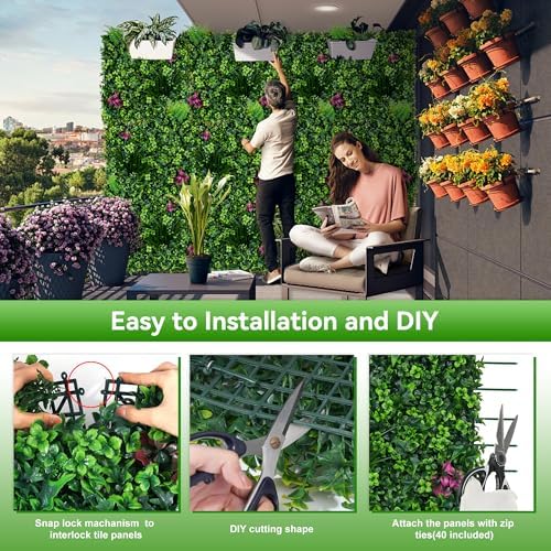Grass Wall Panels, 20"x20" 8pcs UV-Anti Faux Greenery Backdrop - Image 4