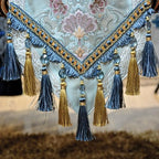 Luxury Velvet Blue Table Runner 120 Inches Long with Vintage Damask Jacquard Design for Dining Room,Living Room,Home Decor,Elegant Beaded Tapestry,Lining (X-Blue, 13×120 inch) - Image 4