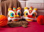 Lion Dance Head Pillow New Year Colorful Embroidered Cushion Chinese Style Lucky Home Decoration Living Room Bedroom Bedding (13.8×15.7, pink) - Image 3