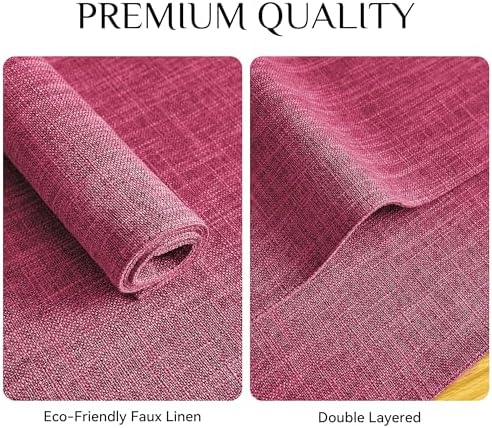 Softalker Faux Linen Cloth Placemats Set of 12-12 x 18 Inch, Pink - Image 4