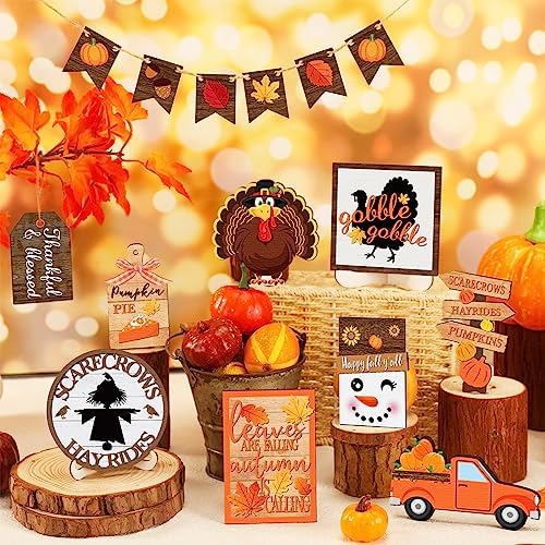 14 Pcs Halloween Tiered Tray Decor Set, Gnome Wood Table Signs (Basic) - Image 5