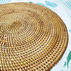 i-lan Set of 6 Round Rattan Placemats 12 Inch - Handmade Woven Wicker Table Mats, Heat Resistant Trivets for Hot Dishes, Decorative Boho Farmhouse Charger Plates for Kitchen Dining Table & Party - Image 5