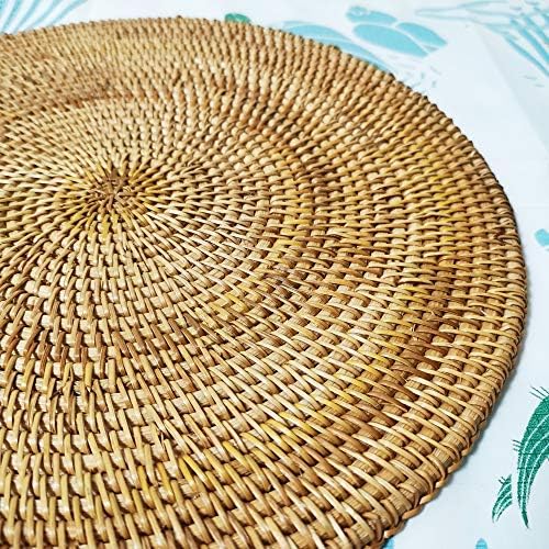 i-lan Set of 6 Round Rattan Placemats 12 Inch - Handmade Woven Wicker Table Mats, Heat Resistant Trivets for Hot Dishes, Decorative Boho Farmhouse Charger Plates for Kitchen Dining Table & Party - Image 5