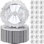 Dandat 24 Pcs Charger Plate Bulk 13'' Floral Reef Plates with Napkin Ring 12 Plastic Dinner Charger Plate 12 Flower Napkin Holder for Table Setting Wedding Party (Silver) by Dandat