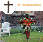 EXCEART Easter Rattan Cross Wreath, 3pcs Cross Shaped Grapevine Wreath Religious Form Base Twig Swag Frame Garland Ring for Church Front Door Wedding 16.9in - Image 7