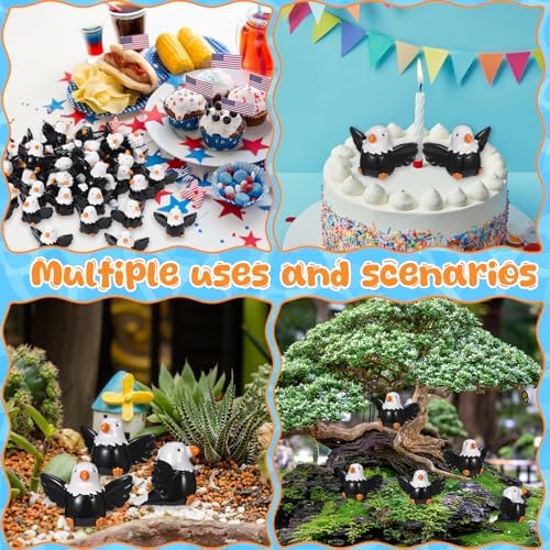 Geelin 100 Pcs Mini Resin Bald Eagle Figurines, Patriotic Bird Decorations - Image 6