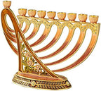 Matashi Hand Painted Enamel Menorah Candelabra Modern Design - Image 3