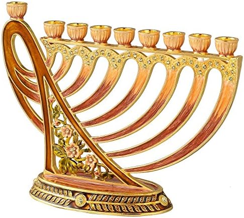 Matashi Hand Painted Enamel Menorah Candelabra Modern Design - Image 3