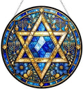Star of David Hanukkah Stained Glass Wall Hanging 7.9" by HYPESTYLE
