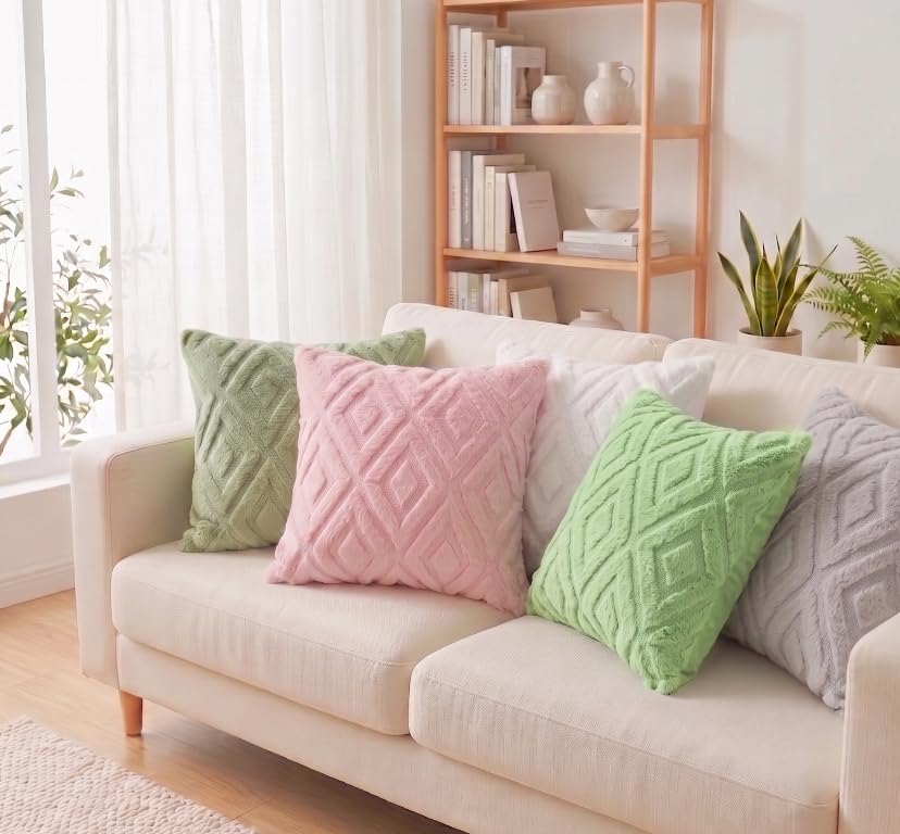 Pallene Fall Pink Faux Fur Throw Pillow Covers 26x26 Set of 2 - Image 6