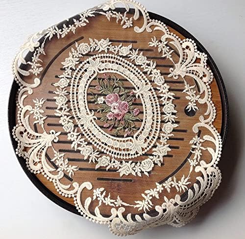 6Pack 15x21-in Large Beige Retro Lace Placemats, French Crochet Doilies, Handmade Embroidered Table Mats, Place Mats Cup Mat - Image 3