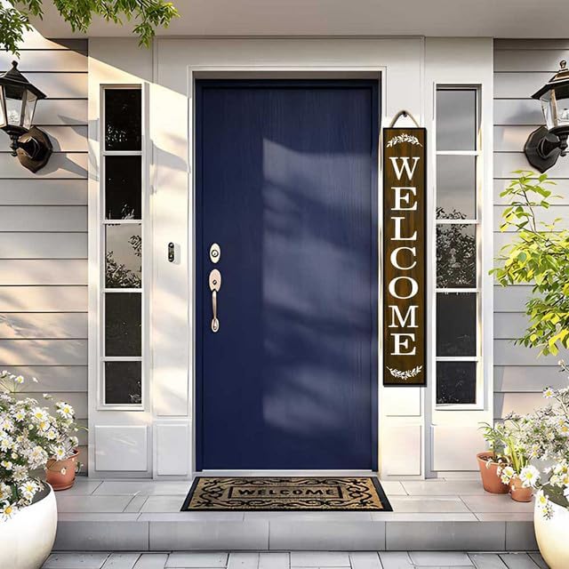 64 * 8 Inch - Welcome Sign for Front Door - Large Rustic Wood Plank Set, Standing & Hanging Porch Decor, Indoor/Outdoor - Image 5