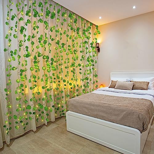 15 Pcs 6.6 ft Fake Vines with Lights for Bedroom 300 LED, Eucalyptus Leaf - Image 3