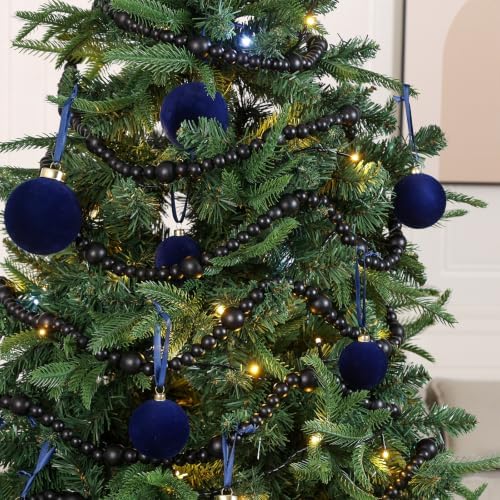 48Ft Christmas Wood Bead Garland Rustic Holiday Decor for Tree (Black) - Image 3