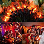 27.8Ft Fall Decor Flickering Flame String Lights Orange Halloween Lights with 25+2 Pack C7 Orange Flame Light Bulbs, Flame String Lights for Fall Halloween Decorations for Home Mantel Party Garden - Image 5